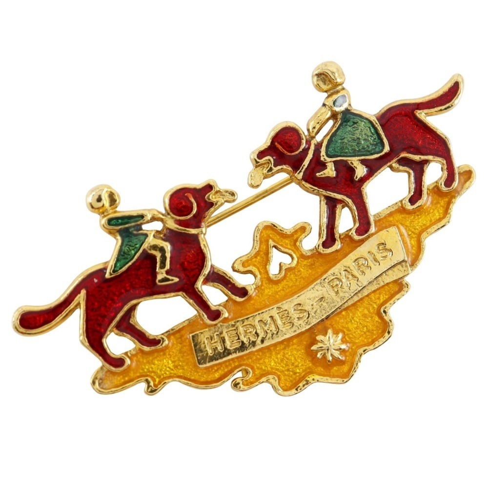 HERMES Vintage Red Brooch
